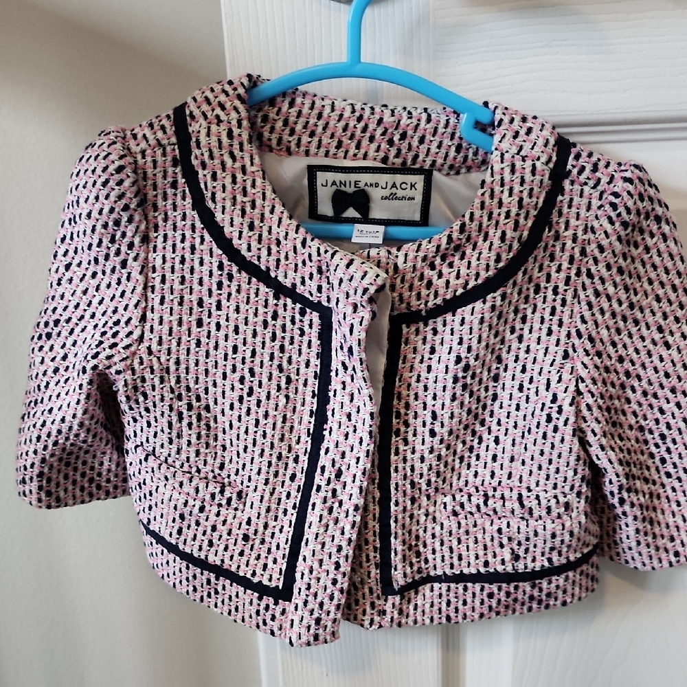 Janie and Jack Tweed Pink and Navy Blazer